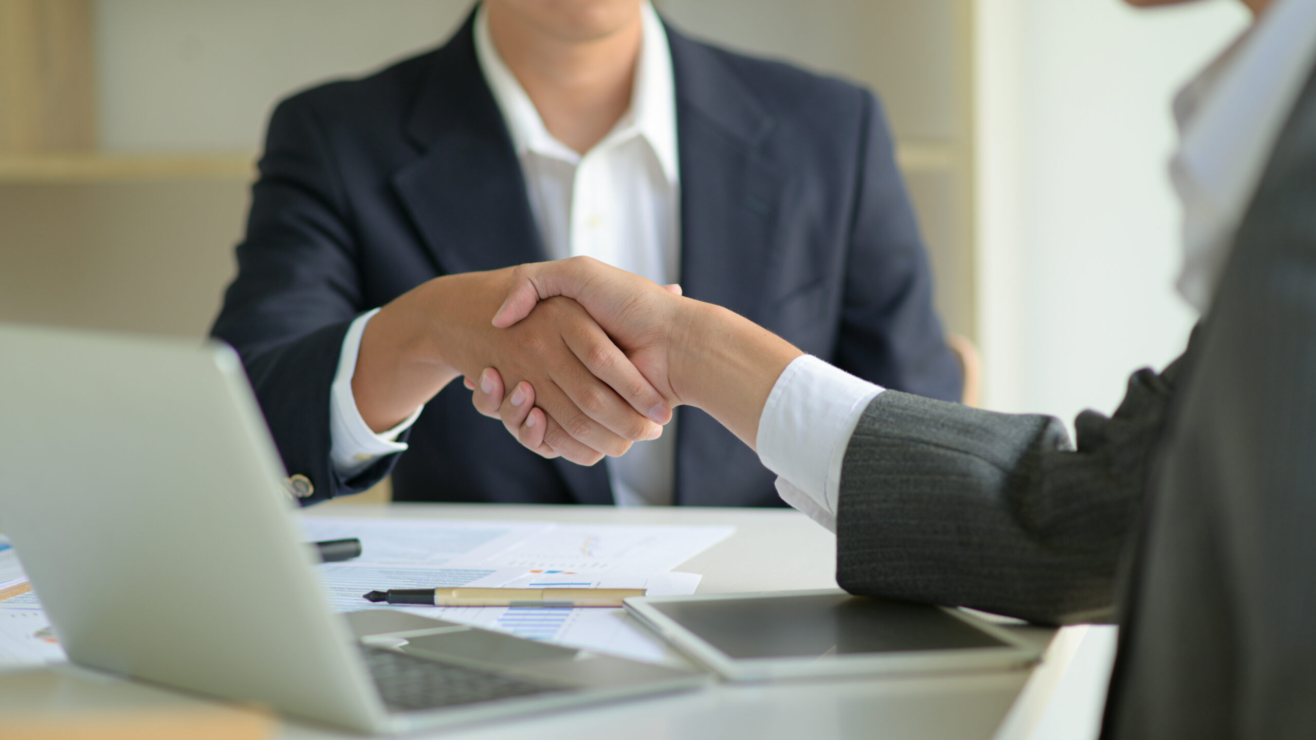 Business people shake hands to work.